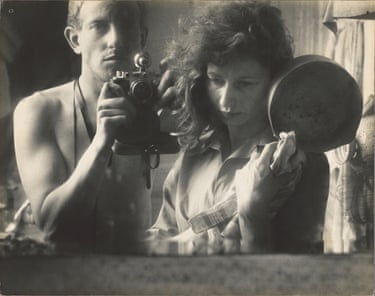 Self-portrait with Ata Kandó in the mirror of their apartment, Sèvres 1952