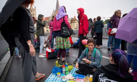 Women hold a protest picnic in Lausanne.