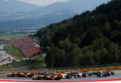 General view as McLaren's Oscar Piastri in action during the race.