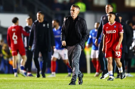A pensive Kieran McKenna aft Ipswich’s conclusion astatine Portsmouth