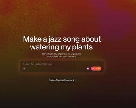 Screengrab from the Suno AI music generator.