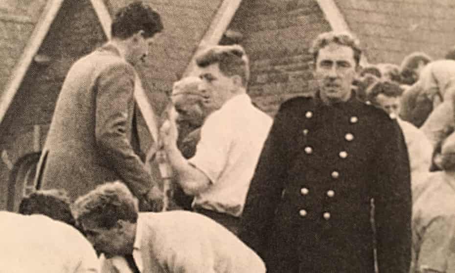 Mansel (in the white shirt, centre), a medical student who travelled home to Aberfan that day.