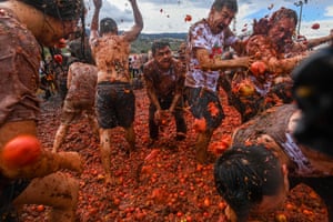 Revellers participate in the tenth annual Tomato Fight Festival