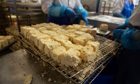 Workers preparing tofu at the Tofoo factory in Malton, North Yorkshire. 