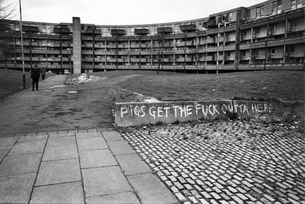 Hulme Crescents, with its notorious graffiti.