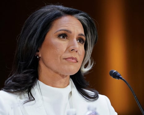 Tulsi Gabbard testifying before a Senate intelligence committee confirmation hearing on Capitol Hill on 30 January 2025.