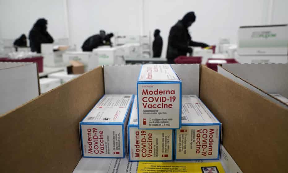 Moderna vaccines in box