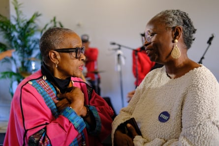 Two women look at each other