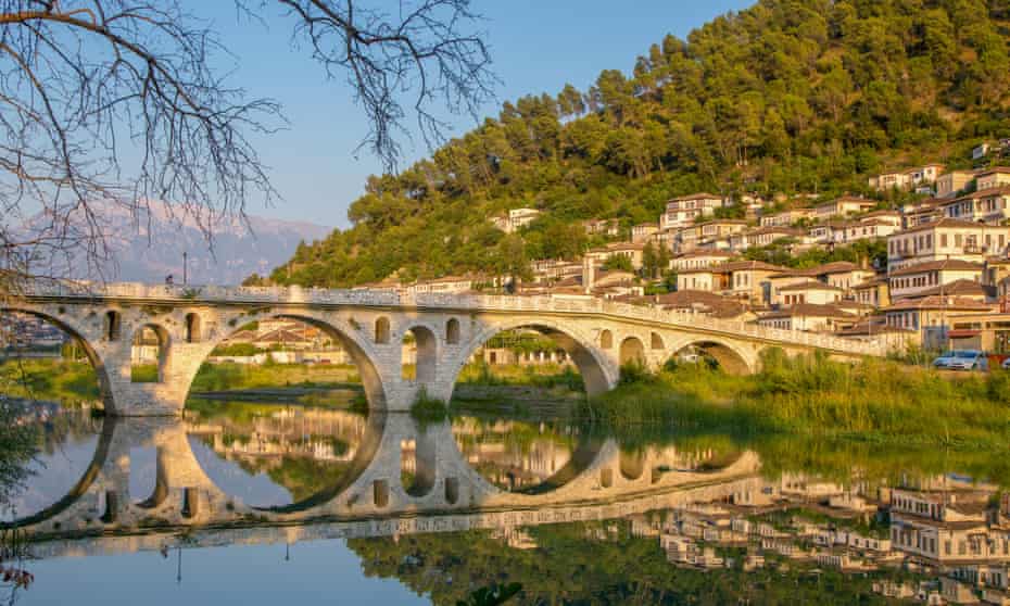 The Ottoman bridge Ura e Goricës in the historic town of Berat, a Unesco world heritage site in Albania.