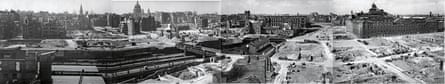 A composite panorama made from five photographs of London near St Paul’s Cathedral during the blitz.