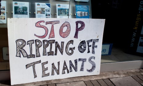 A protest at an estate agents in Haringey, north London, over high rents and excessive fees.