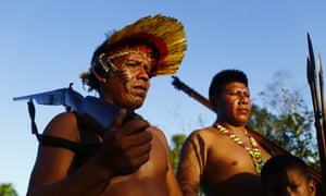 Ka’apor forest guardians patrolling the borders of their territory, in Maranhao state, Brazilian Amazon.