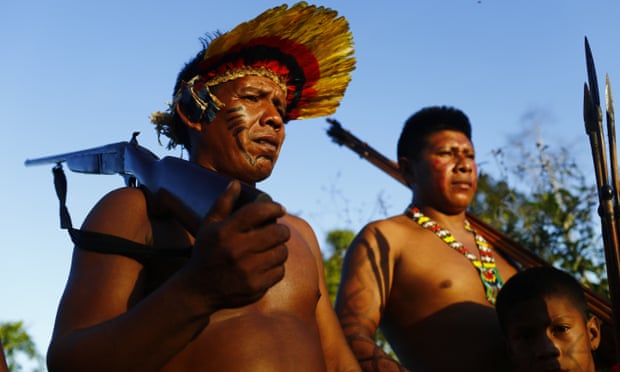 Ka’apor forest guardians patrol the borders of their territory, in Maranhão state, Brazil. 