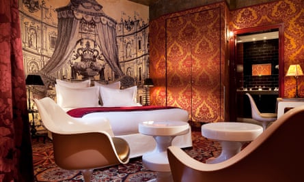 One of the glorious rooms at the Hotel Petit Moulin