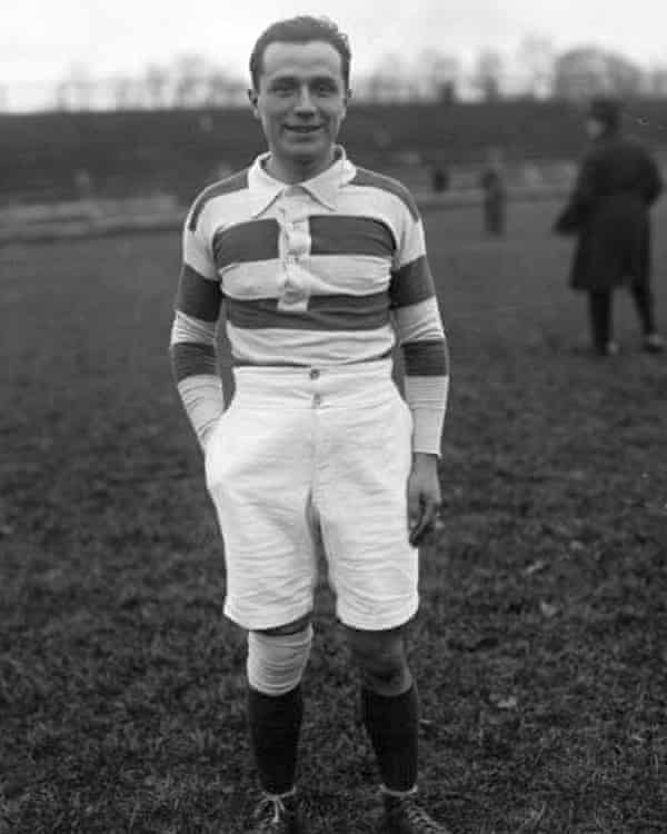 René Crabos, pictured in 1922, won 17 caps for France between 1920 and 1924. He's pictured standing on a rugby field