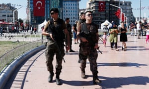 Armed forces in Taksim Square, Istanbul, after the coup attempt