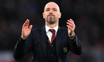 Erik ten Hag celebrates after Manchester United’s FA Cup victory over Liverpool