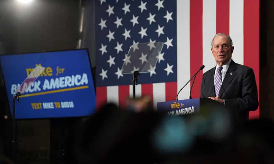Democratic presidential candidate Michael Bloomberg attends a campaign event at Buffalo Soldiers national museum in Houston, Texas, on 13 February.