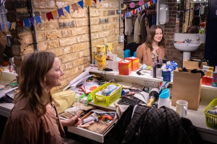 Morfydd Clark has a moment of reflection about the state of her dressing room station inside the Almeida Theatre, before her performance in Roots.