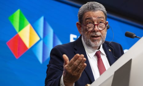 The prime minister of St Vincent and the Grenadines, Ralph Gonsalves, at the EU-Celac summit