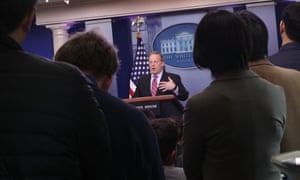 Sean Spicer was on the defensive after the Congressional Budget Office found 24 million people would lose coverage under the American Health Care Act.