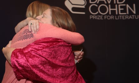 Katie and Hilary hug as the latter wins the David Cohen prize in 2013.