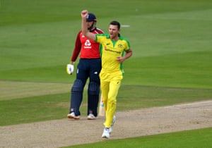 Hazlewood celebrates taking Banton.
