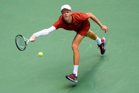 US Open TennisJannik Sinner, of Italy, returns a shot to Vit Kopriva, of the Czech Republic, during the first round of the U.S. Open tennis championships, Tuesday, Aug. 26, 2025, in New York. (AP Photo/Yuki Iwamura)