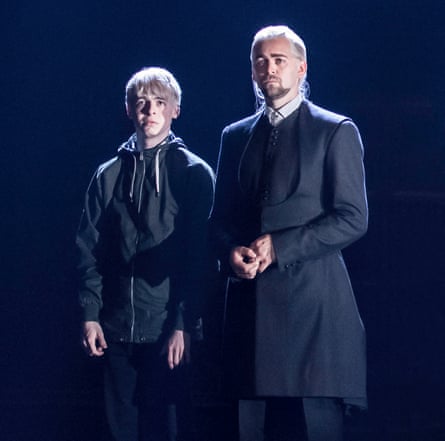 ‘An actor with a marvellous future‘: Anthony Boyle, left, as Scorpius, son of Draco Malfoy, played by Alex Price.