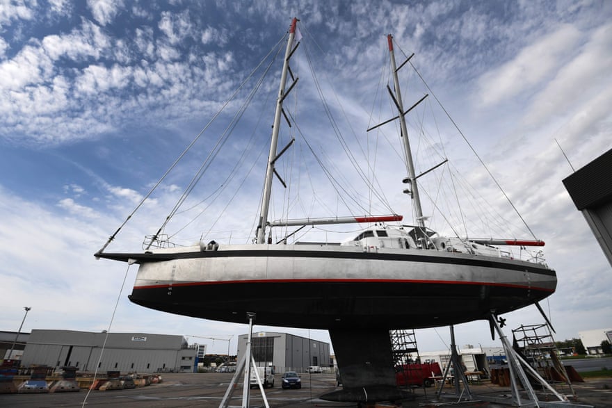 The Grain de Sail in a dry dock in Lorient in 2020.
