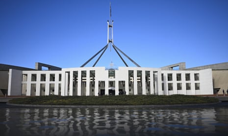 View of parliament house from the front courtyard