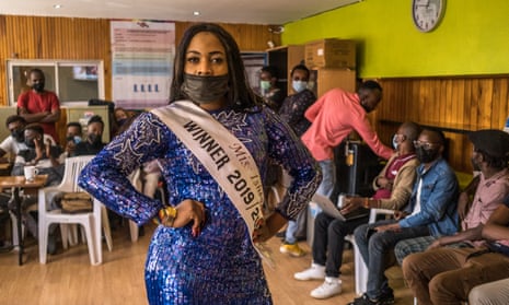 Toyo, a transgender woman, poses during a catwalk show in Nairobi