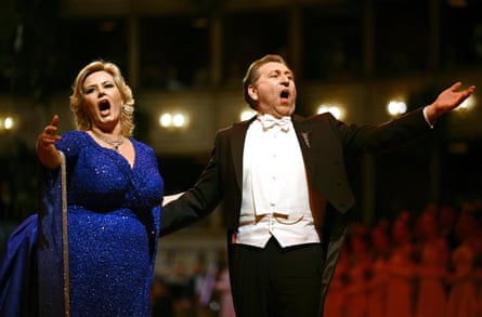 Camilla Nylund and Andreas Schager perform at the Vienna State Opera in February 2023.
