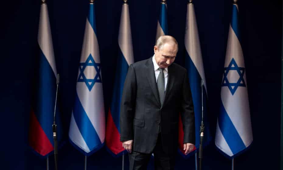 Russian president Vladimir Putin in Israel ahead of the Fifth World Holocaust Forum in Jerusalem in 2020.