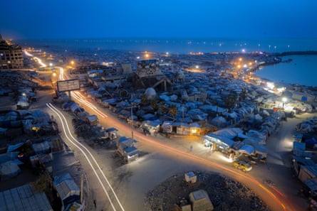 A settlement of makeshift tents