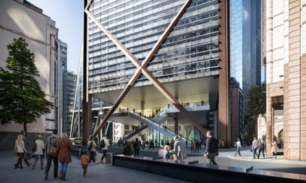 A 10m-high open space at ground level will restore a visual connection between the 12th-century St Helen’s Bishopsgate and the 16th-century St Andrew Undeshaft churches.