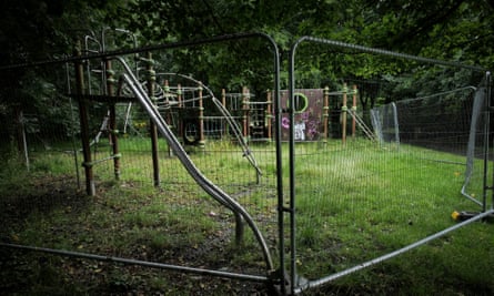 A fenced-off play area in Leazes Park, Newcastle