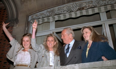 Jean-Marie Le Pen and his three daughters (from L) Marine, Yann and Marie-Caroline, 1988. 