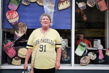 Yvonne Hillier standing in front of a cafe