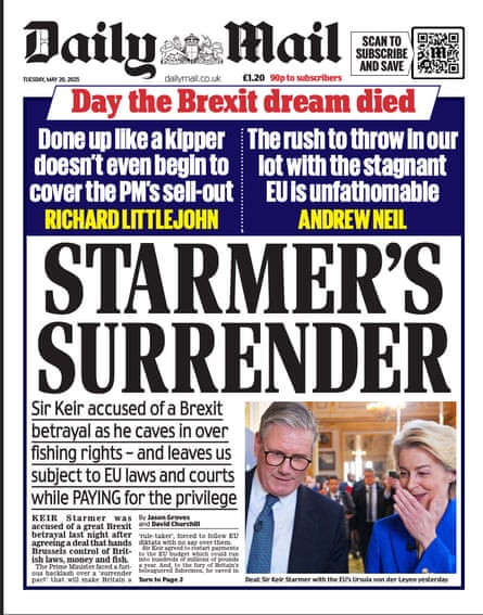 Daily Mail front page, 20 May 2025.