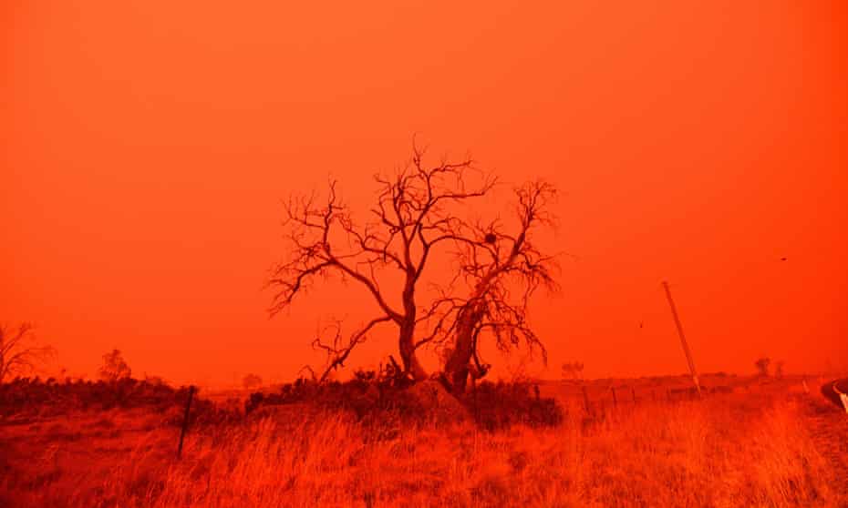 Red skies over the outskirts of Cooma during the 2019 bushfire crisis