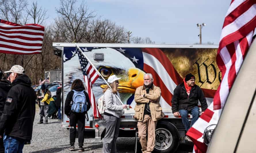Rally and vehicular convoy against Covid restrictions at Hagerstown Speedway, Maryland