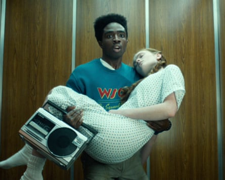 Carry me home … Caleb McLaughlin and Sadie Sink in season five of Stranger Things.