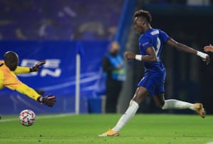 Chelsea’s Tammy Abraham scores their third.