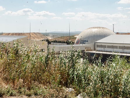 View from a hill of an energy production facility