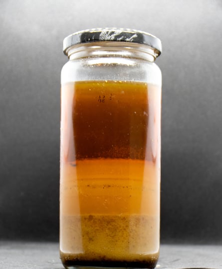 A jar of used cooking oil