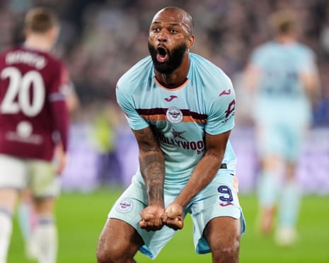 Igor Thiago celebrates scoring Brentford’s equaliser at West Ham.