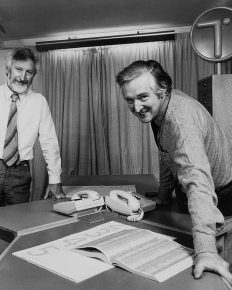 John Miles, right, and Colin Banks at the time of the identity that they produced for British Telecom.