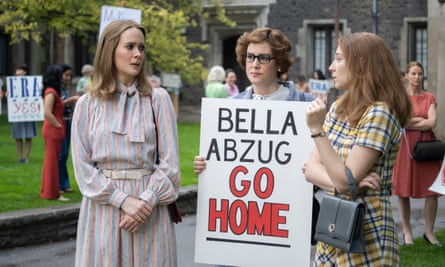 A scene from Mrs America with, from left: Sarah Paulson, Melanie Lynskey, Kayli Carter