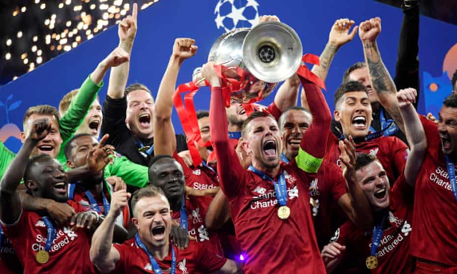 Liverpool celebrate after winning last season’s Champions League.